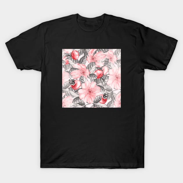 Black shirt with pink flowers best sale